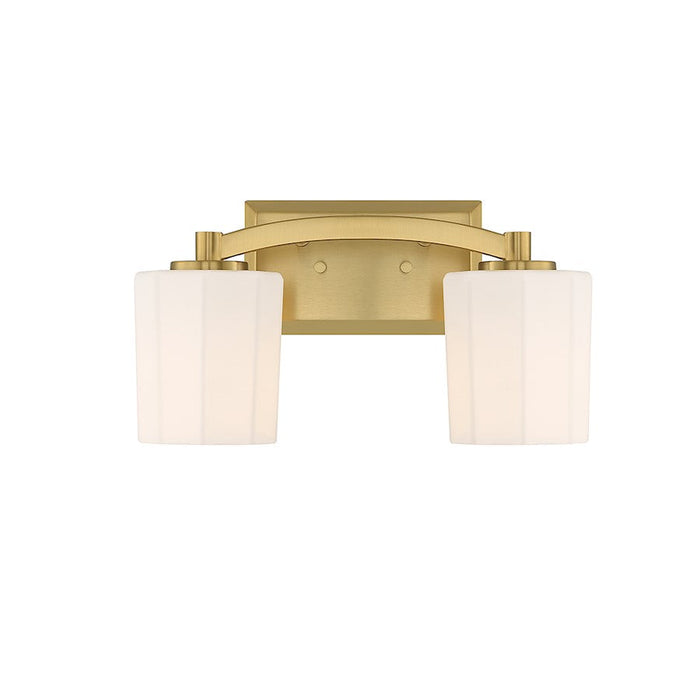 Essentials Whitney 2 Light Bathroom Vanity, Brass/Fluted Opal - 8-7710-2-322