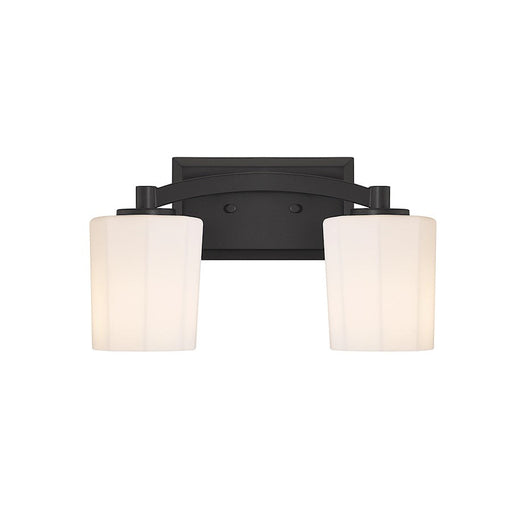 Essentials Whitney 2 Light Bathroom Vanity, Black/Fluted Opal - 8-7710-2-BK