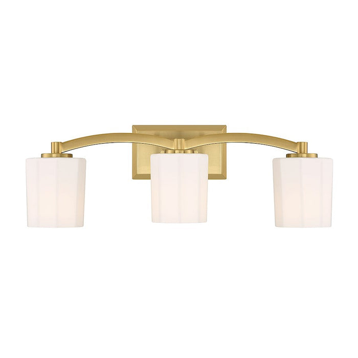 Essentials Whitney 3 Light Bathroom Vanity, Brass/Fluted Opal - 8-7710-3-322