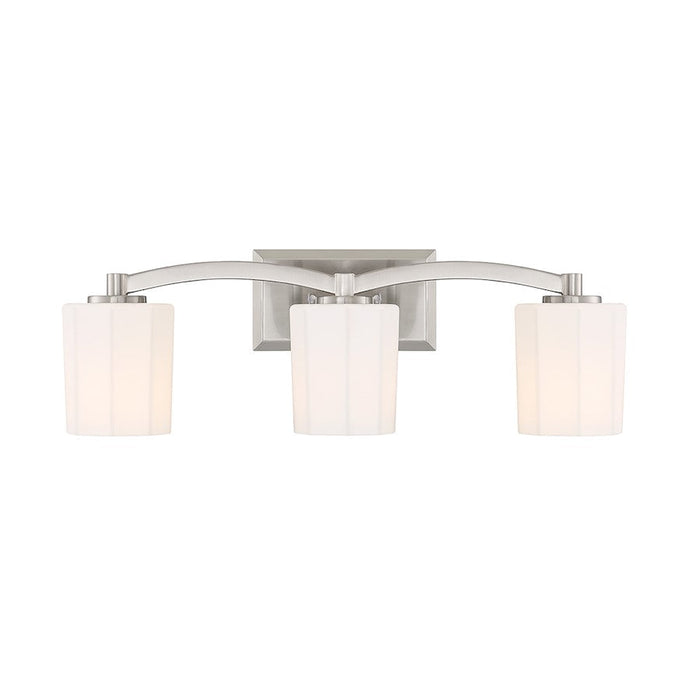 Essentials Whitney 3 Light Bathroom Vanity, Nickel/Fluted Opal - 8-7710-3-SN