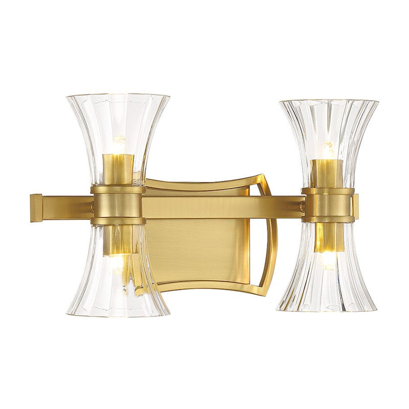 Savoy House Bennington 4 Light Bathroom Vanity, Brass/Clear