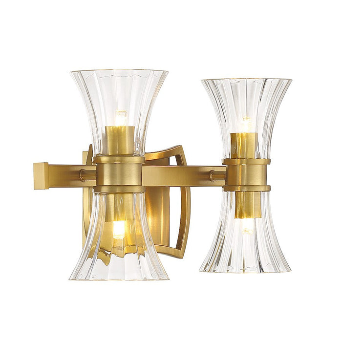 Savoy House Bennington 4 Light Bathroom Vanity, Brass/Clear