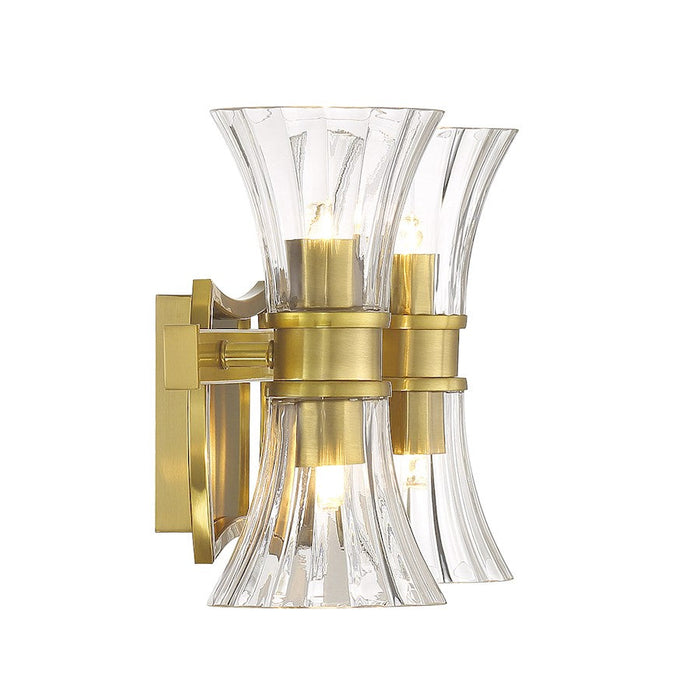 Savoy House Bennington 4 Light Bathroom Vanity, Brass/Clear