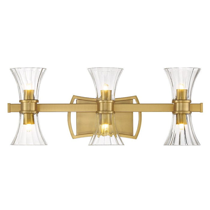 Savoy House Bennington 6 Light Bathroom Vanity, Brass/Clear - 8-9702-6-322