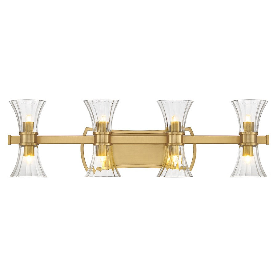 Savoy House Bennington 8 Light Bathroom Vanity, Brass/Clear - 8-9702-8-322