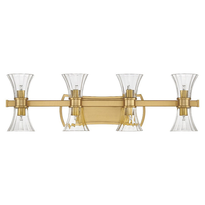 Savoy House Bennington 8 Light Bathroom Vanity, Brass/Clear