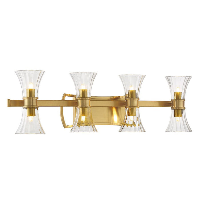 Savoy House Bennington 8 Light Bathroom Vanity, Brass/Clear