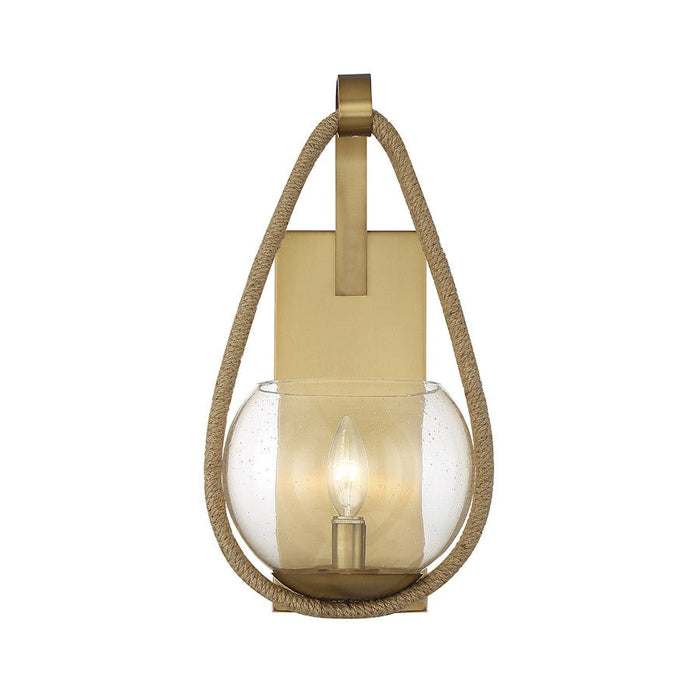 Savoy House Ashe 1 Light Wall Sconce, Warm Brass/Rope/Clear