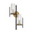 Savoy House Midland 2 Light Wall Sconce, Black/Brass/Clear Ribbed