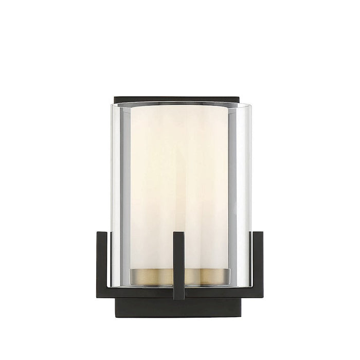 Savoy House Eaton 1 Light Wall Sconce, Black/Brass/Clear