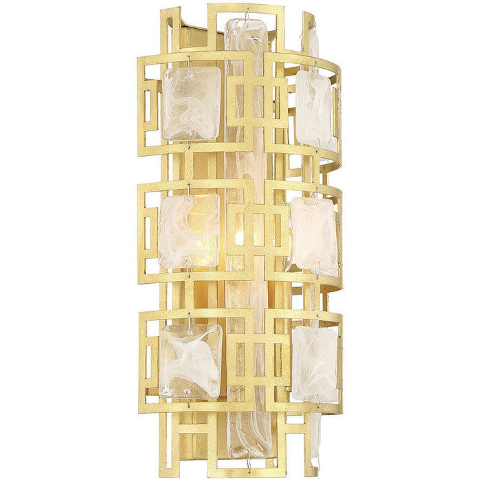 Savoy House Portia 2 Light Wall Sconce, True Gold/Strie Piastra