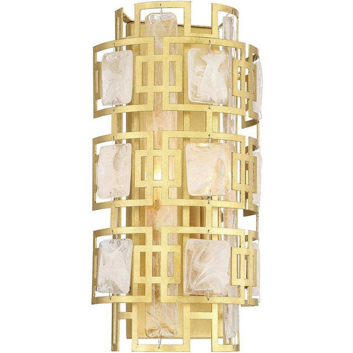 Savoy House Portia 2 Light Wall Sconce, True Gold/Strie Piastra