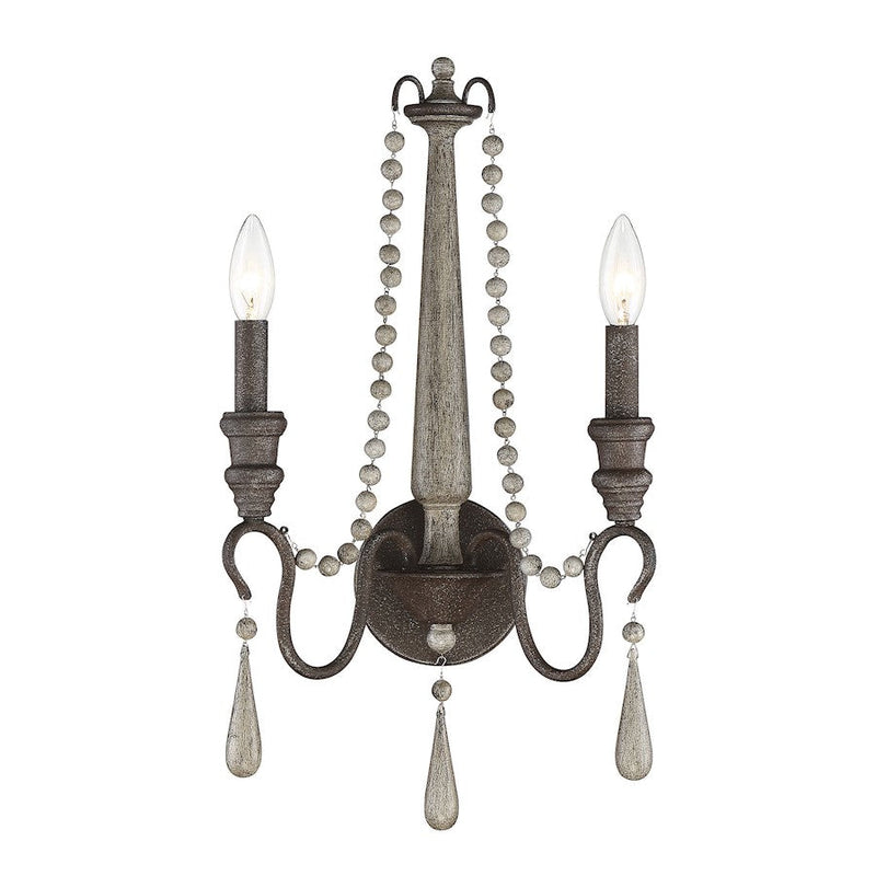 Savoy House Kenwood 2 Light Wall Sconce, Weathered Ash