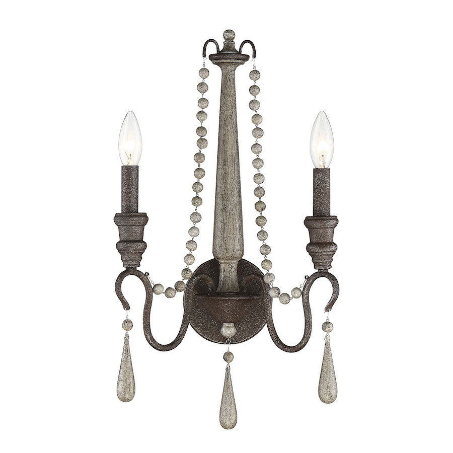 Savoy House Kenwood 2 Light Wall Sconce, Weathered Ash