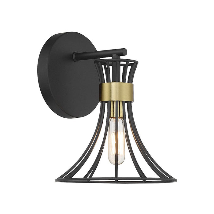 Savoy House Breur 1 Light Wall Sconce, Black/Warm Brass Accents