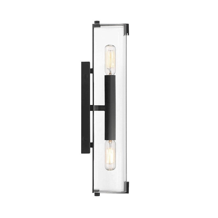 Savoy House Winfield 2 Light Wall Sconce, Matte Black/Clear