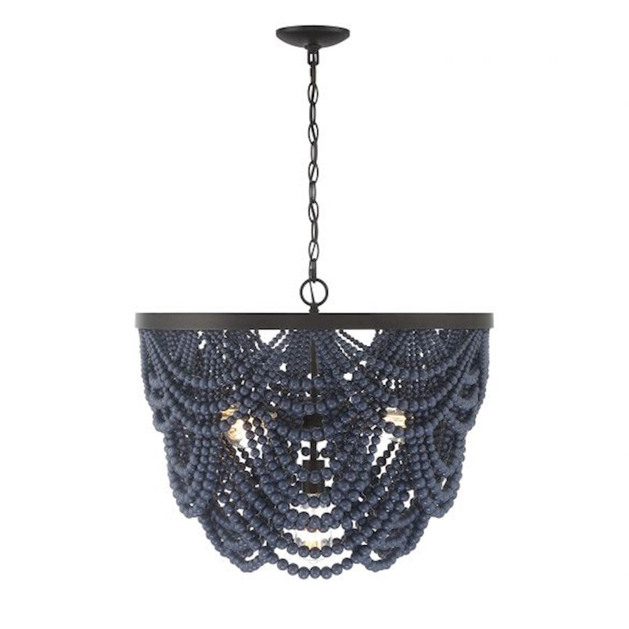 Meridian Bohemian 5 Light Chandelier, Navy Blue/Bronze - M100101NBLORB