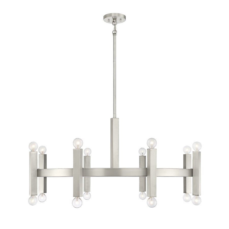 Meridian Contemporary 16 Light Chandelier, Brushed Nickel - M100103BN