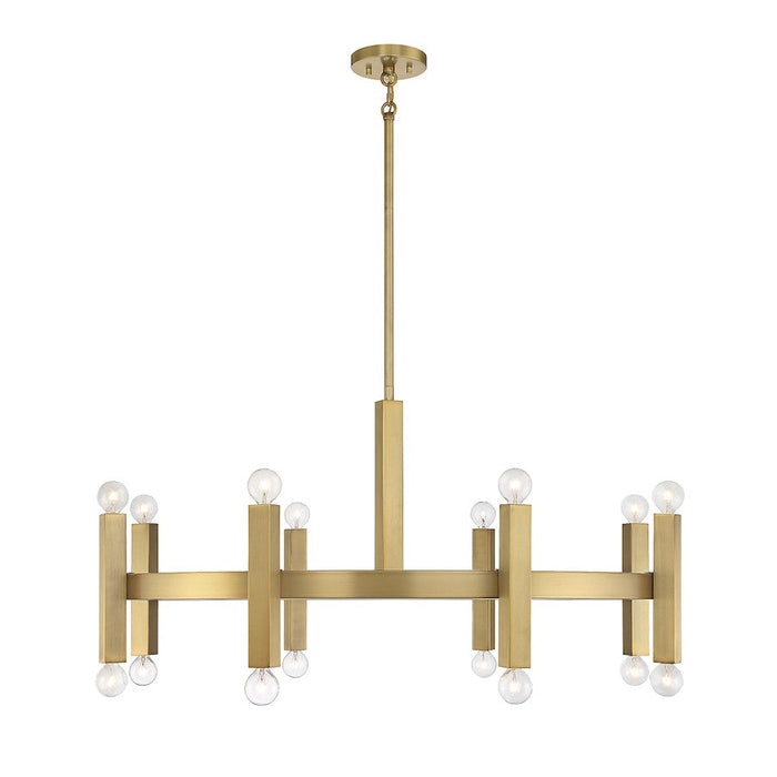 Meridian Contemporary 16 Light Chandelier, Natural Brass - M100103NB