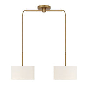 Meridian Vintage 2 Light Linear Chandelier, Natural Brass/white - M100108NB