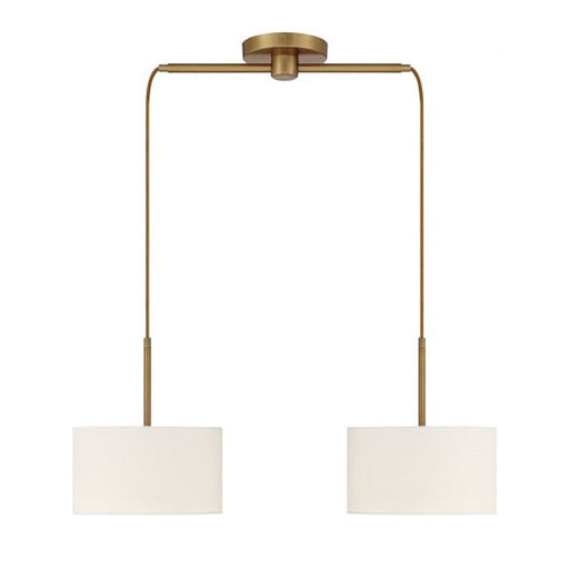 Meridian Vintage 2 Light Linear Chandelier, Natural Brass/white - M100108NB