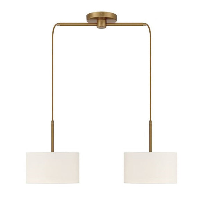 Meridian Vintage 2 Light Linear Chandelier, Natural Brass/white - M100108NB