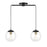 Meridian Vintage 2 Light Linear Chandelier, Black/Brass/Clear - M100110MBKNB