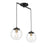 Meridian Vintage 2 Light Linear Chandelier, Black/Brass/Clear