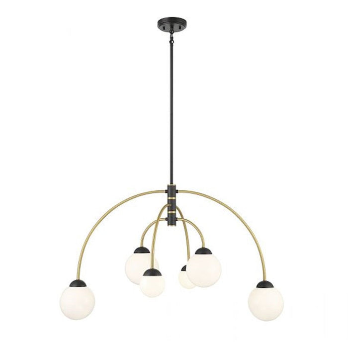 Savoy Meridian 6 Light Chandelier, Black/Natural Brass/White - M100114MBKNB