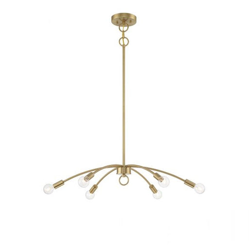 Savoy Meridian 6 Light 5" Chandelier, Natural Brass - M100116NB