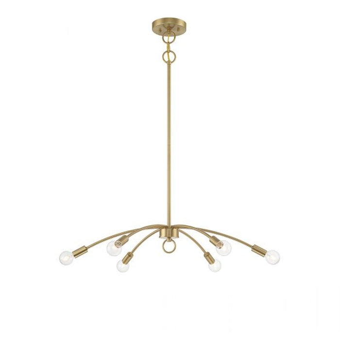 Savoy Meridian 6 Light 5" Chandelier, Natural Brass - M100116NB