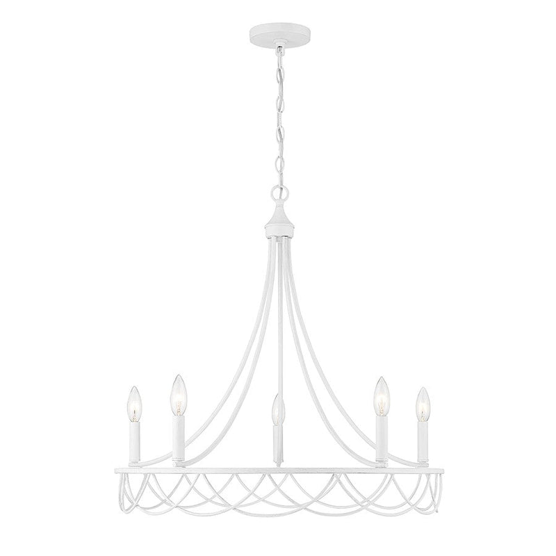 Savoy Meridian 5 Light Chandelier, Distressed White - M100118DW