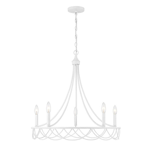 Savoy Meridian 5 Light Chandelier, Distressed White - M100118DW