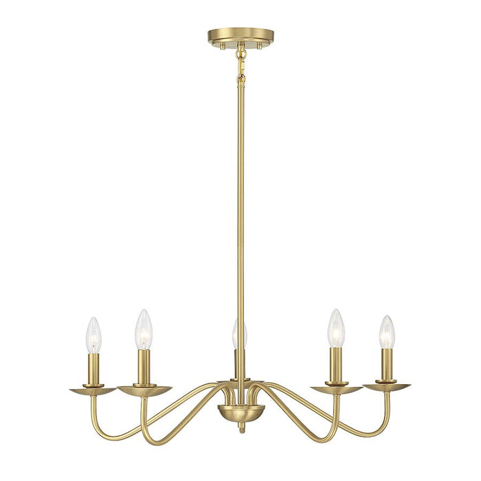 Savoy Meridian 5 Light Chandelier, Natural Brass - M100120NB