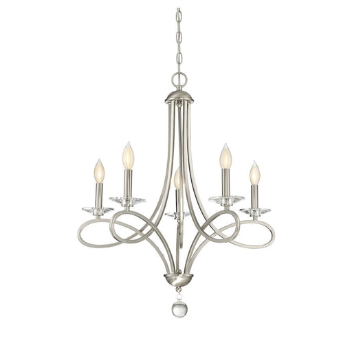 Meridian Modern 5 Light 29" Chandelier, Brushed Nickel - M10028BN