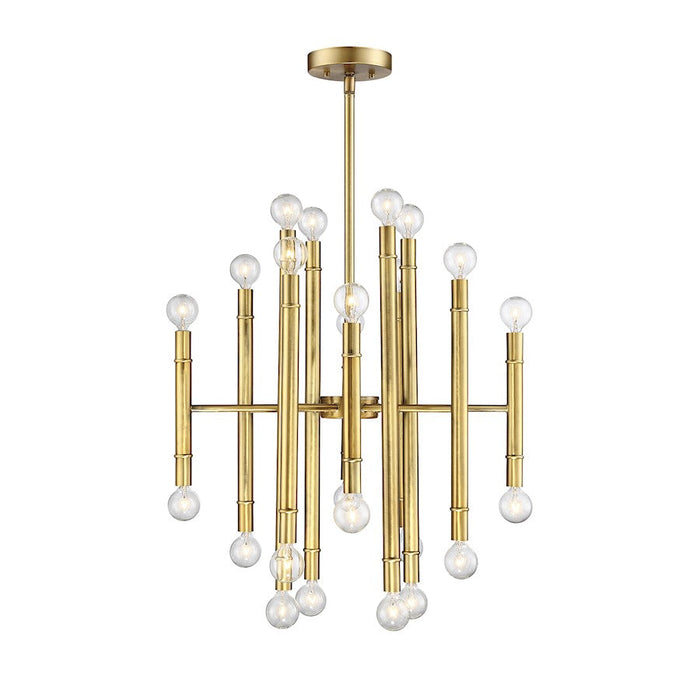 Meridian Mid-Century Modern 24 Light Chandelier, Natural Brass - M10040NB