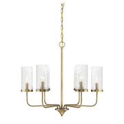 Meridian Transitional 4 Light Chandelier, Natural Brass/Clear - M10076NB