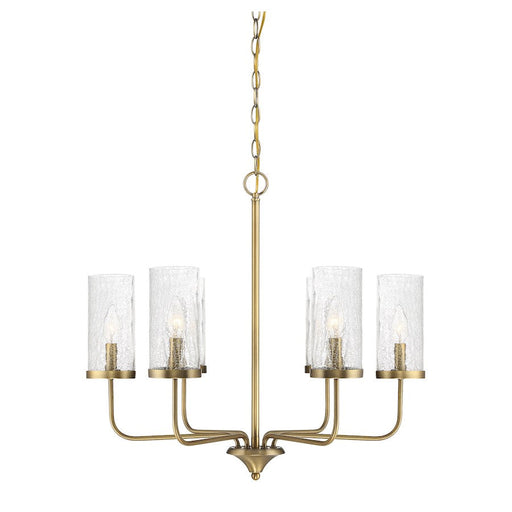 Meridian Transitional 4 Light Chandelier, Natural Brass/Clear - M10076NB