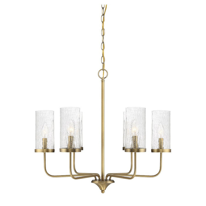 Meridian Transitional 4 Light Chandelier, Natural Brass/Clear - M10076NB