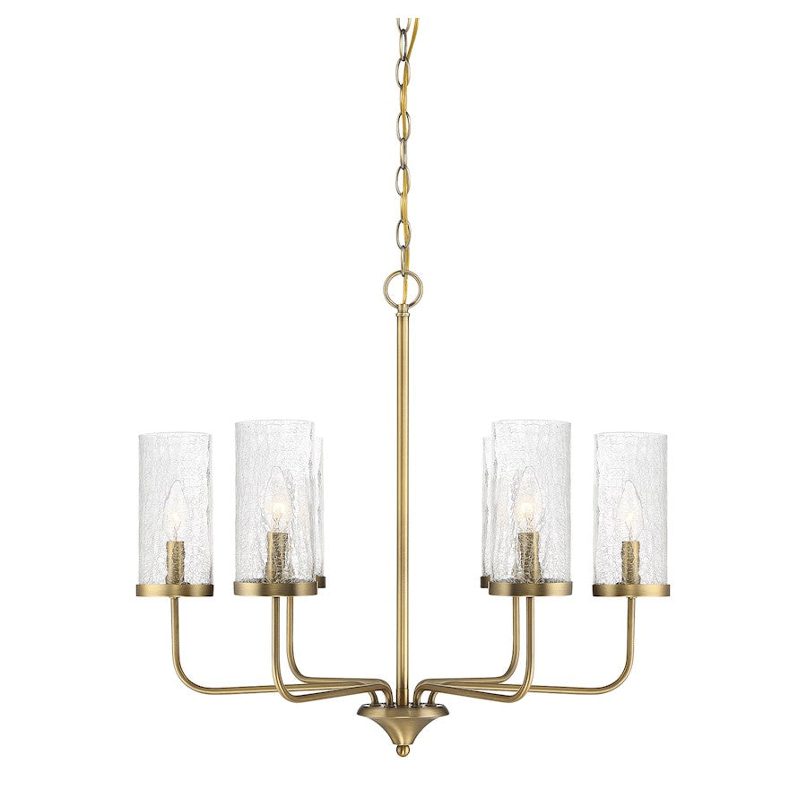 Meridian Transitional 4 Light Chandelier, Natural Brass/Clear - M10076NB