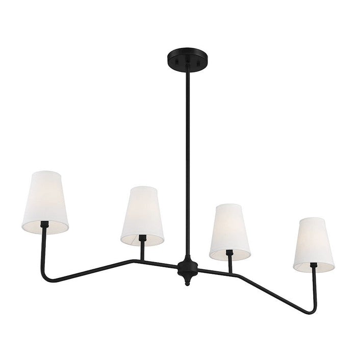 Meridian Modern 4 Light Linear Chandelier, Matte Black - M10078MBK