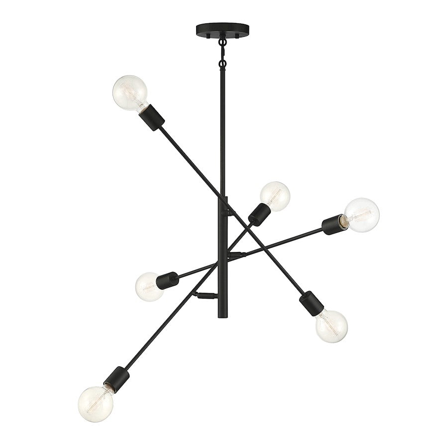 Meridian Contemporary 6 Light 12" Chandelier, Matte Black - M10084MBK