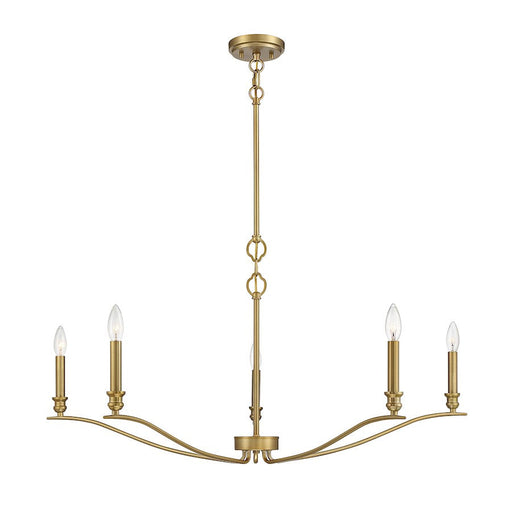Meridian Transitional 5 Light 15" Chandelier, Natural Brass - M10086NB