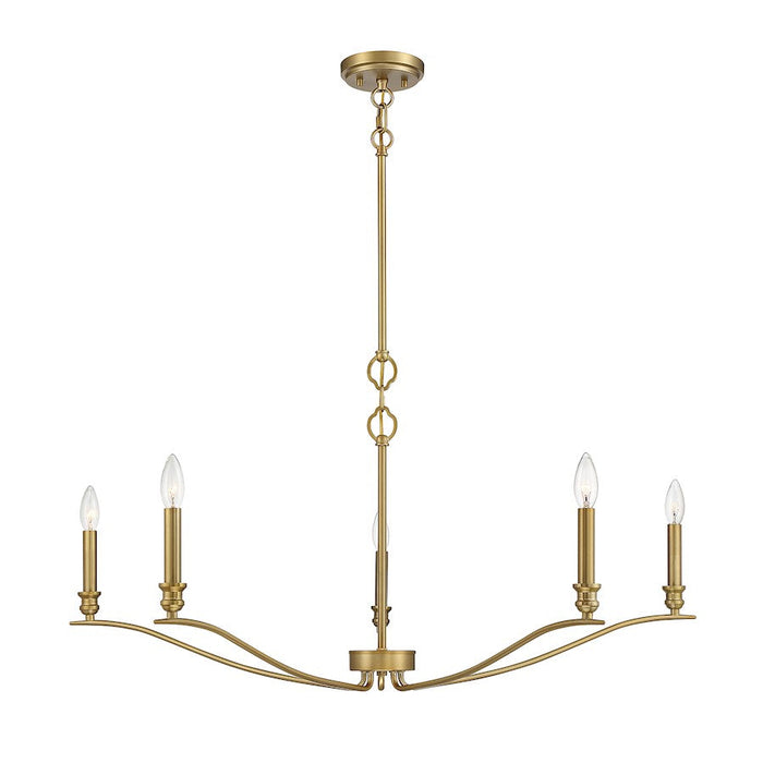 Meridian Transitional 5 Light 15" Chandelier, Natural Brass - M10086NB