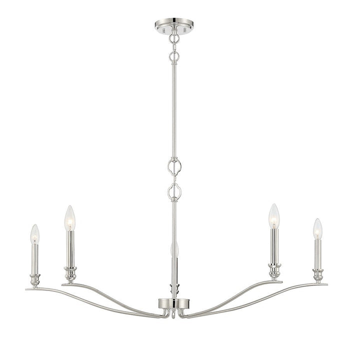 Meridian Transitional 5 Light Chandelier, Polished Nickel - M10086PN