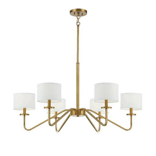 Meridian Transitional 6 Light 18" Chandelier, Natural Brass - M10092NB