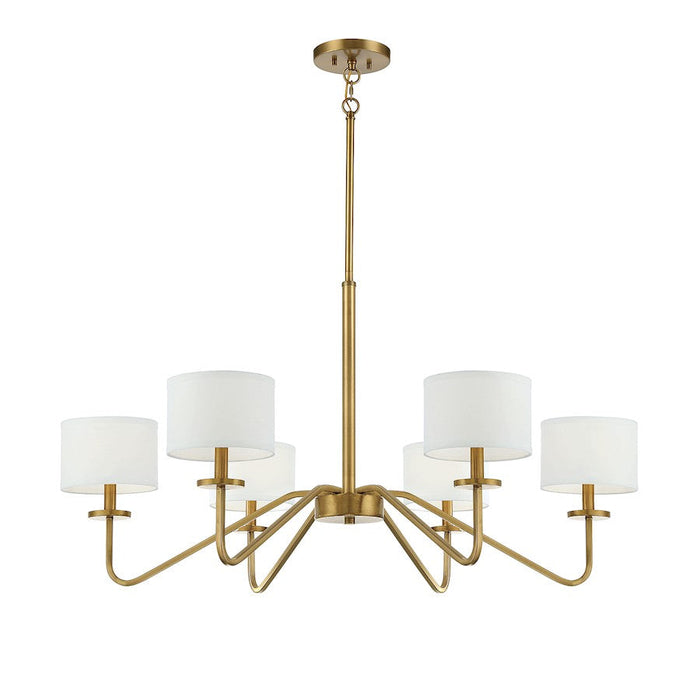 Meridian Transitional 6 Light 18" Chandelier, Natural Brass - M10092NB