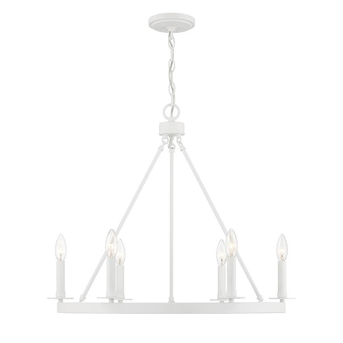 Meridian Vintage 6 Light 22" Chandelier, Bisque White - M10093BQW