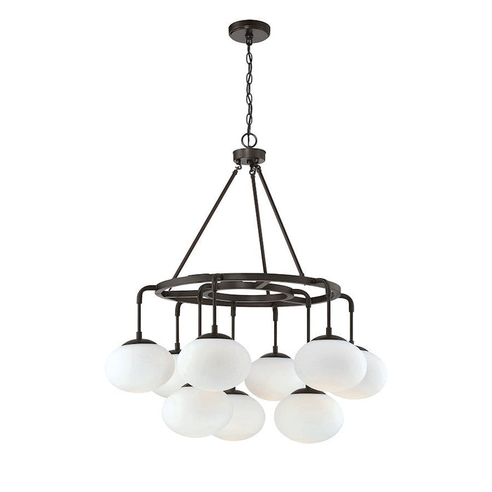 Meridian Modern 9 Light Chandelier, Oil Rubbed Bronze/White Milk - M10098ORB