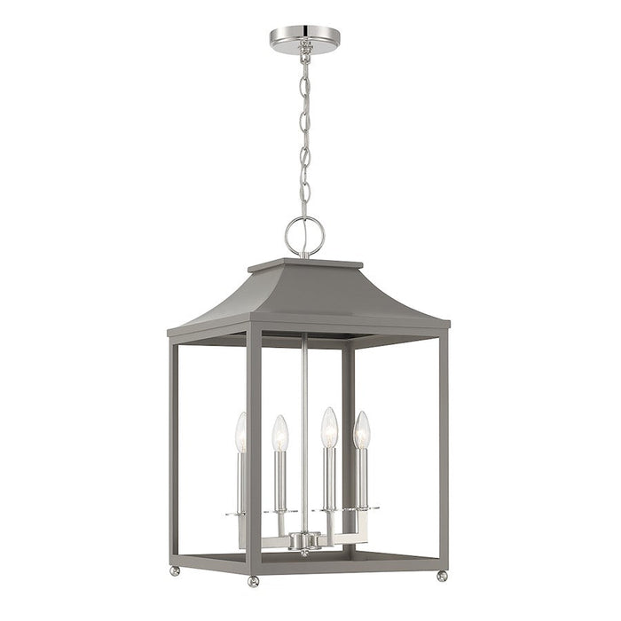 Savoy Meridian 4 Light Pendant, Gray/Polished Nickel - M30009GRYPN